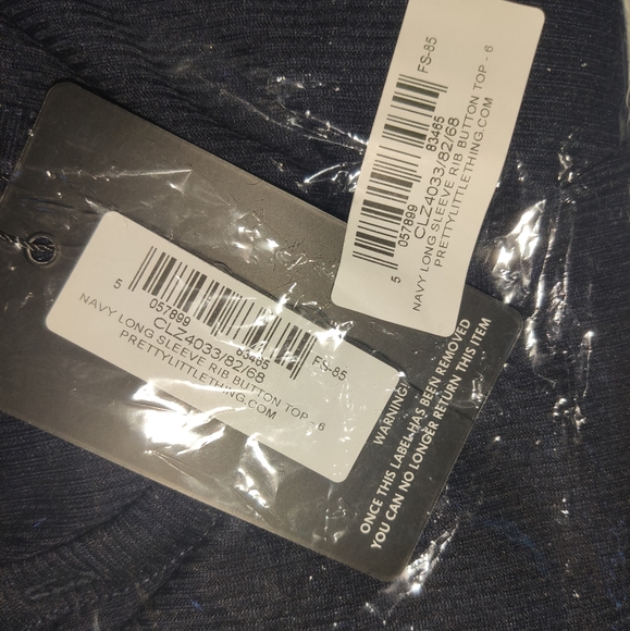 Navy Long Sleeve Rib Button Top - Picture 5 of 5